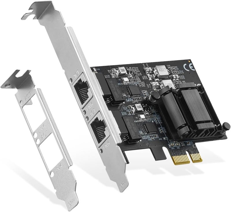 Binardat 2 Ports 2.5G PCIe Network Adapter, RTL8125B LAN Controller 2500/1000/100Mbps Ethernet RJ45 NIC Card Support PXE for Windows/Linux - Image 1